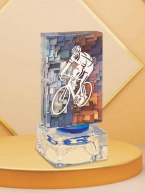 Aplique Cristal Rectangular con Peana y Motivo Deportivo