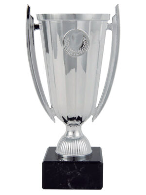 Copa Participacion Plateada con Asas y Disco Personalizable