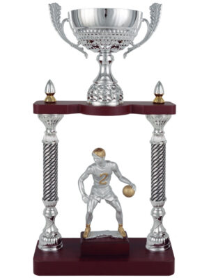 Trofeo 2 Columnas Deporte Madera con Figura
