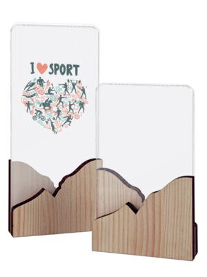 Trofeo de Base de Madera Irregular y Metacrilato