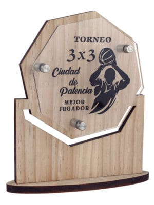 Trofeo de Madera y Metacrilato Octogonal