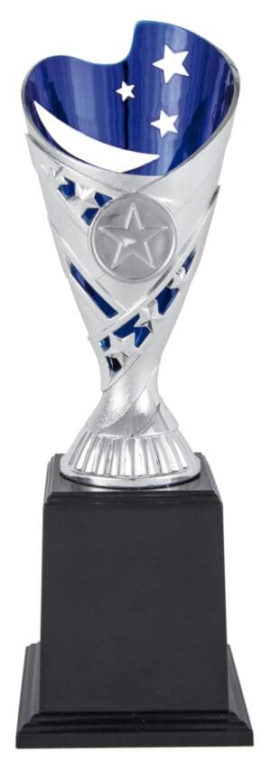 COPA PORTADISCO ? 25 mm SIN ASAS AZUL Y PLATA. POSIBILIDAD DE PONER UN DISCO DEL DEPORTE O LOGO QUE SE QUIERA