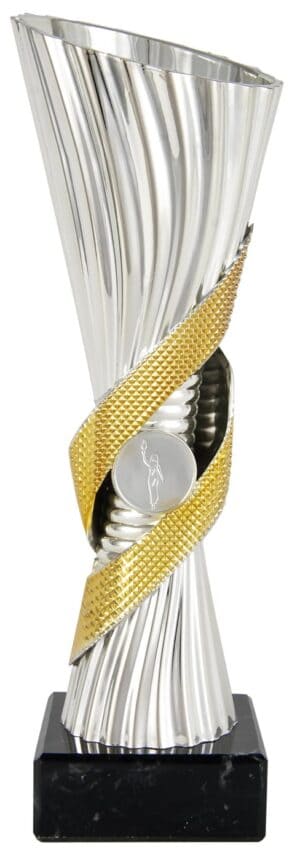 TROFEO CENTRO DOBLE LAZO ORO. POSIBILIDAD DE PONER UN DISCO DEL DEPORTE O LOGO QUE SE QUIERA. REF 1185