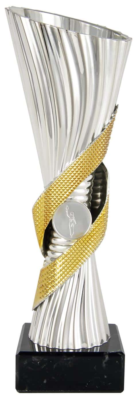 TROFEO CENTRO DOBLE LAZO ORO. POSIBILIDAD DE PONER UN DISCO DEL DEPORTE O LOGO QUE SE QUIERA. REF 1185