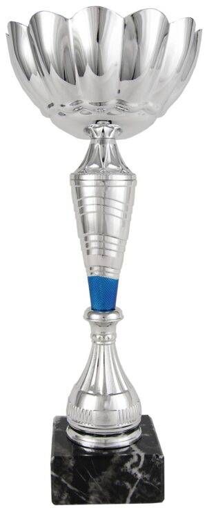 COPA FLOR NUDO CONICO AZUL-PLATA. REF. 1267