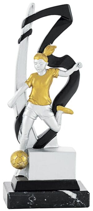 TROFEO FUTBOL FEMENINO ONDA NEGRA ORO