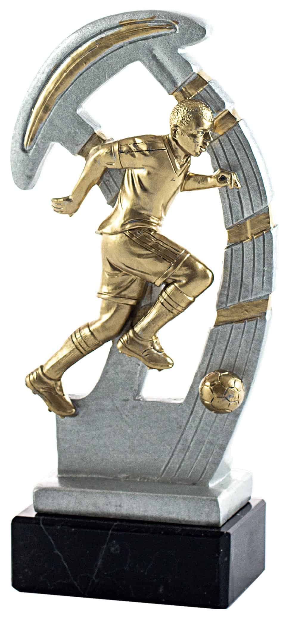 TROFEO FUTBOL DORADO TRASERA CALADA PLATA