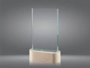 TROFEO DE CRISTAL RECTANGULAR CON BASE CON LUZ