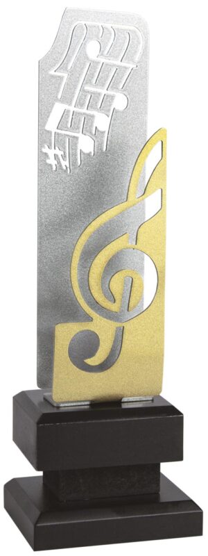 Trofeo M?sica Pentagrama y Clave de Sol de Metal