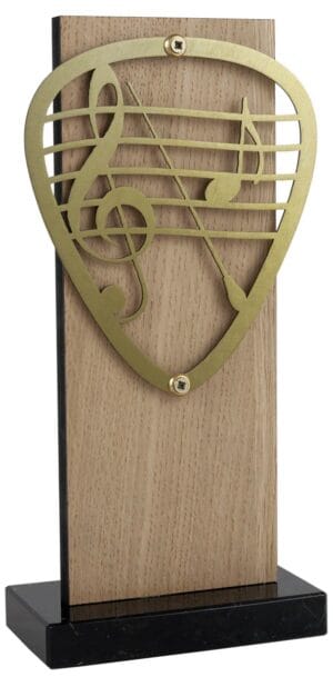 Trofeo musical de madera y metal
